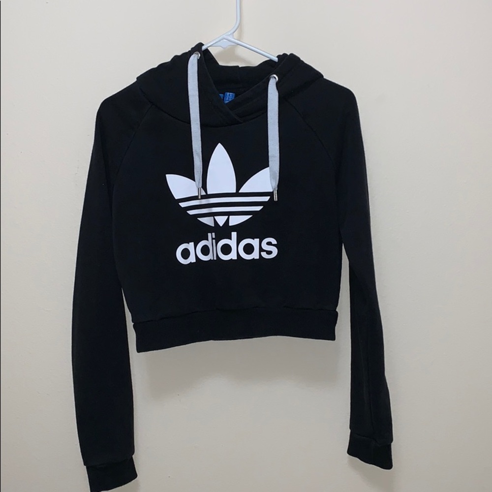 Adidas Cropped Black Sweater Size S